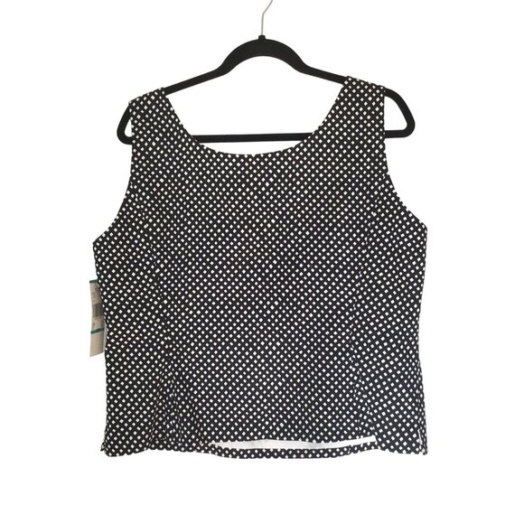 LE SUIT PETITE- WOMENS BLACK WHITE COTTON PULL OVER TOP SIZE 16P - Picture 2 of 6